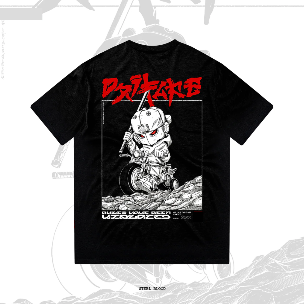 Steel Blood Mecha Rider T-Shirt - Black